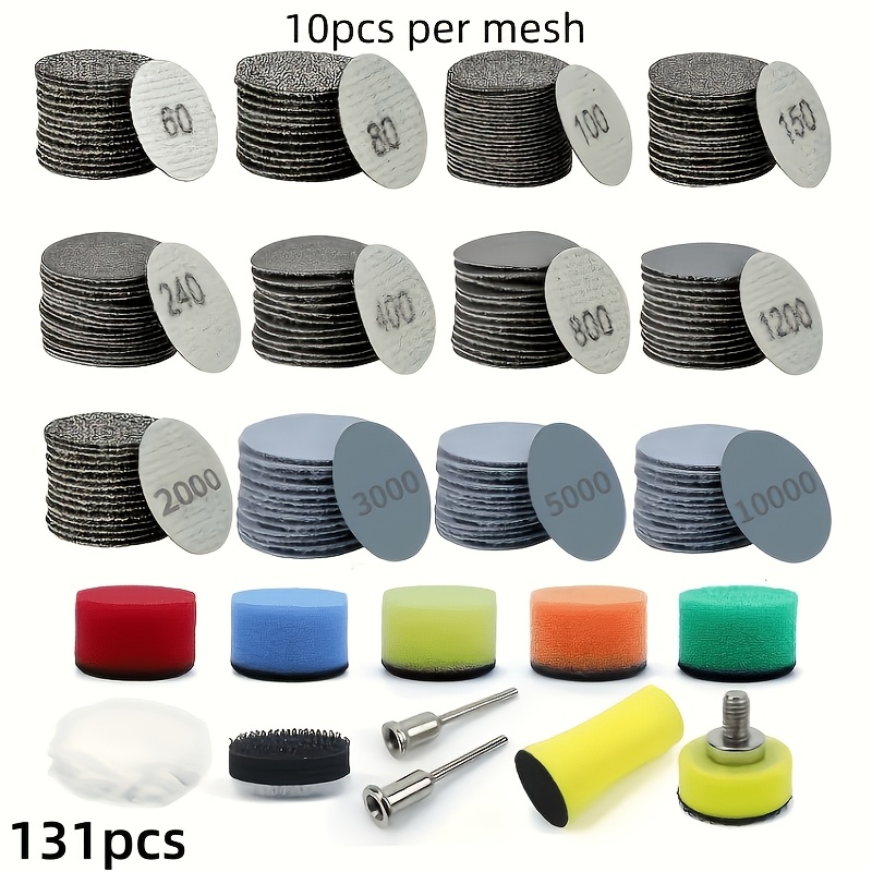 Image of 131/167pcs 1inch Sandpaper, 60-10000 Grit Wet/dry, With 1/8inch And 1/4inch Backing Pads, Polishing Pads And Interface Pads, Suitable For Drill Rotary Tools And Wood/metal Additions