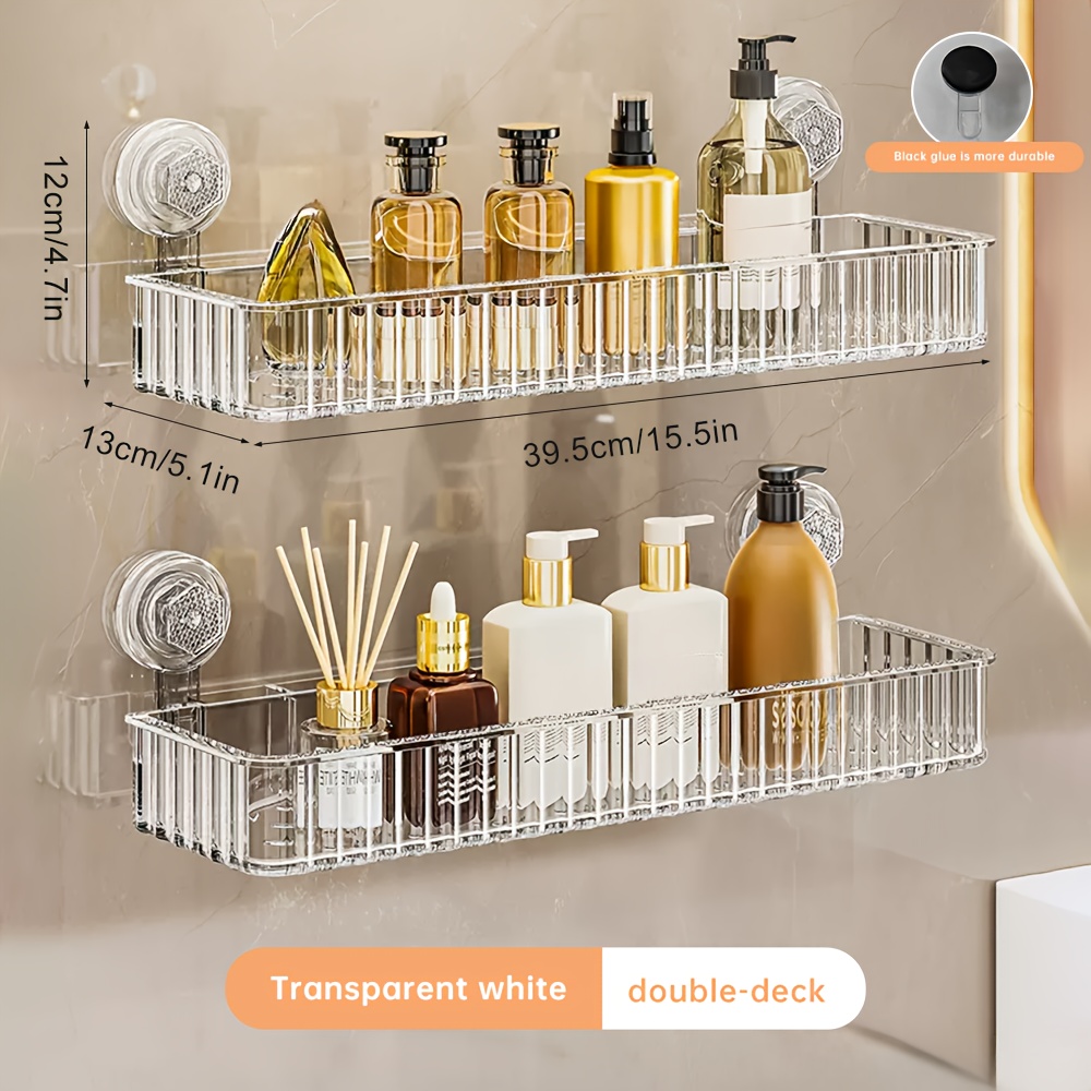 TEMU Musurjoy Suction Cup Bathroom Shelf, Wall-mounted No-drill Storage Rack, , 1pc, For Toilet Cosmetic Organizer, Christmas Decor, Home Kitchen Bathroom Supplies