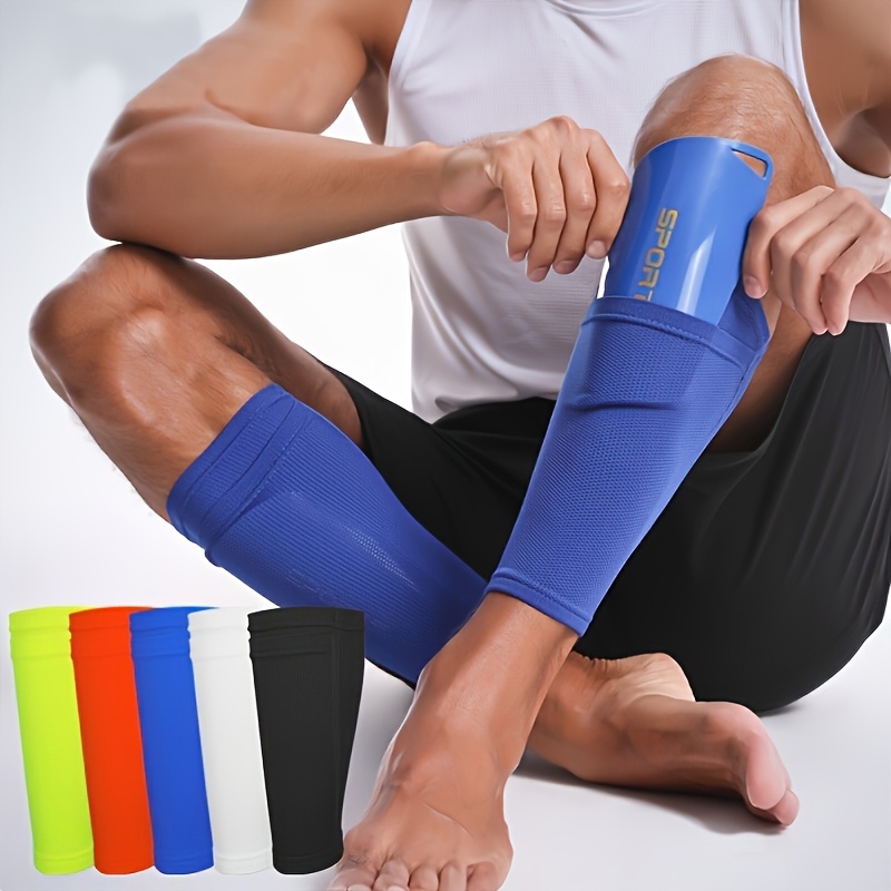 Diagonal Shin Guards + Sock Sleeve Combo - New Sports Accessory - Available in Black/White/Blue - Three Colors to Choose From, High-Quality, Durable, and Lightweight, Comfortable and Snug Fit Design, Outdoor Sports Football Equipment Accessory