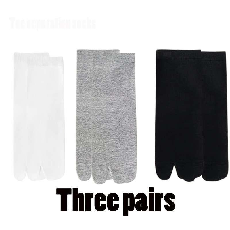 TEMU 3 Pairs Women's And Men's Universal Split Toe Socks Black White Gray Versatile Socks Novelty Spring Summer Autumn And Winter New In Flip Flops