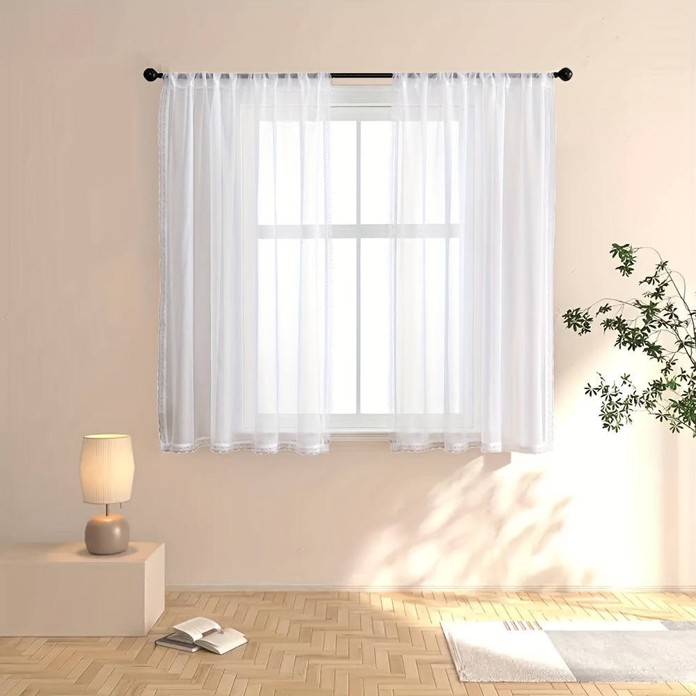 2 stück kurze transparente vorhänge kleine fenster küche