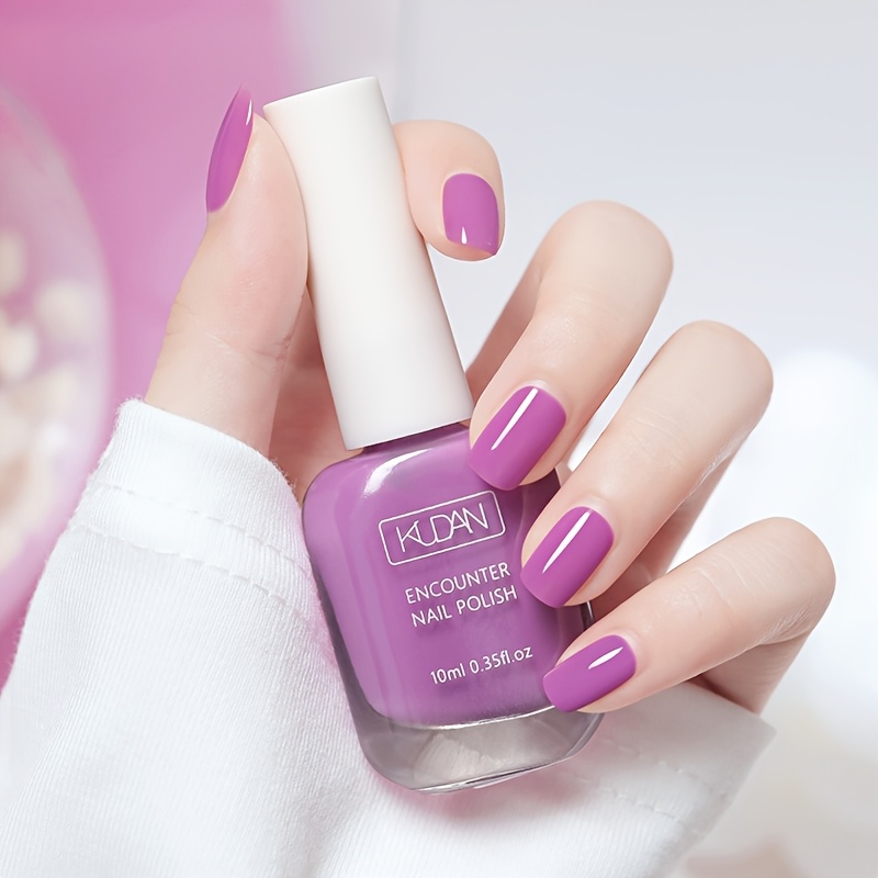 TEMU Set Of 2 Bright Purple Gel Nail Polishes, Each 0.35 Fl Oz, Requires No Light, Easy To Off, Dries Quickly, Long-lasting, Glossy End, Ideal For Vibrant Nail Art, Suitable For Salon And Nail Designs