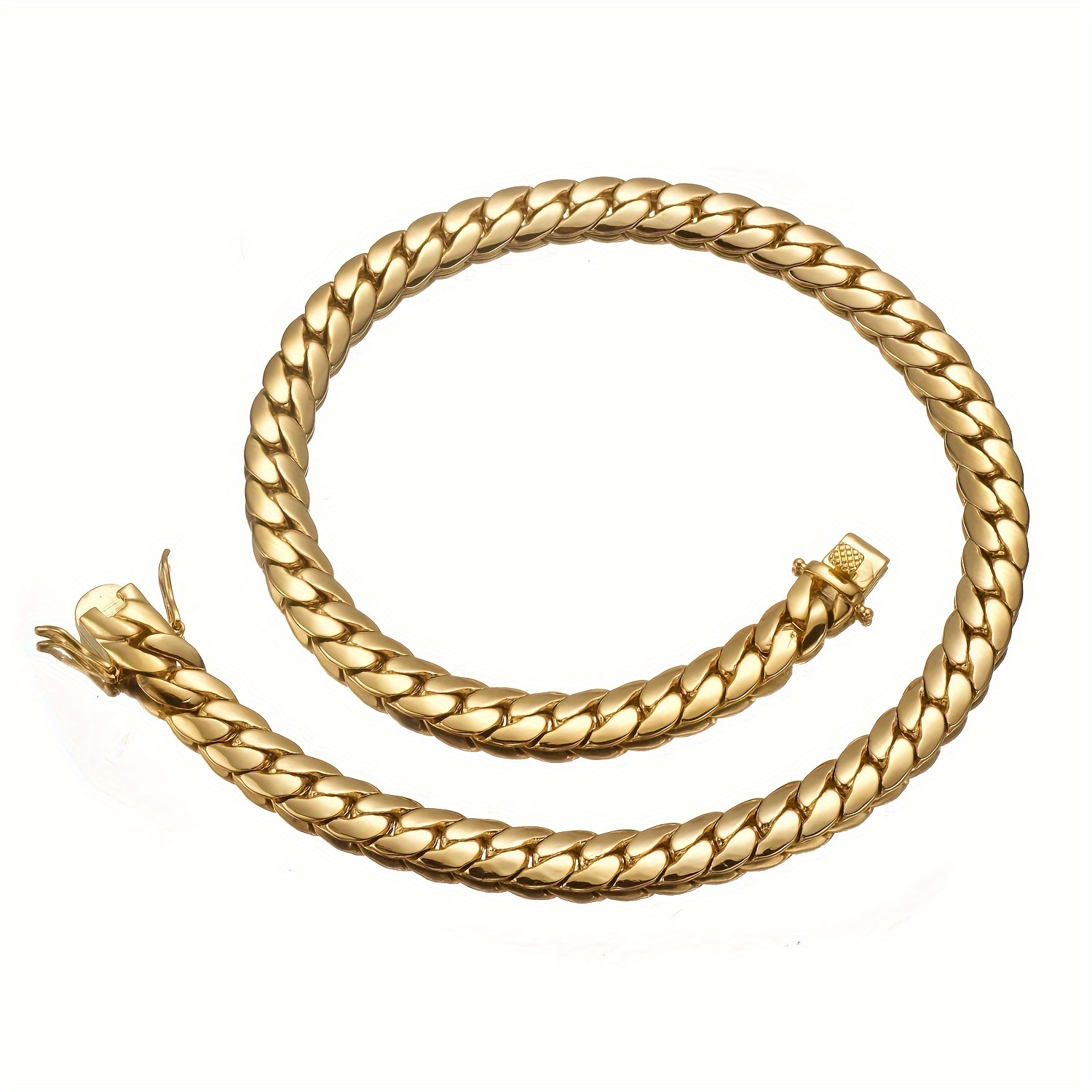 

1pcs Thick 18k Gold Plated Hip Hop Jewelry 10mm Vintage Brass Tank Chain Men's Whip Chain Necklace