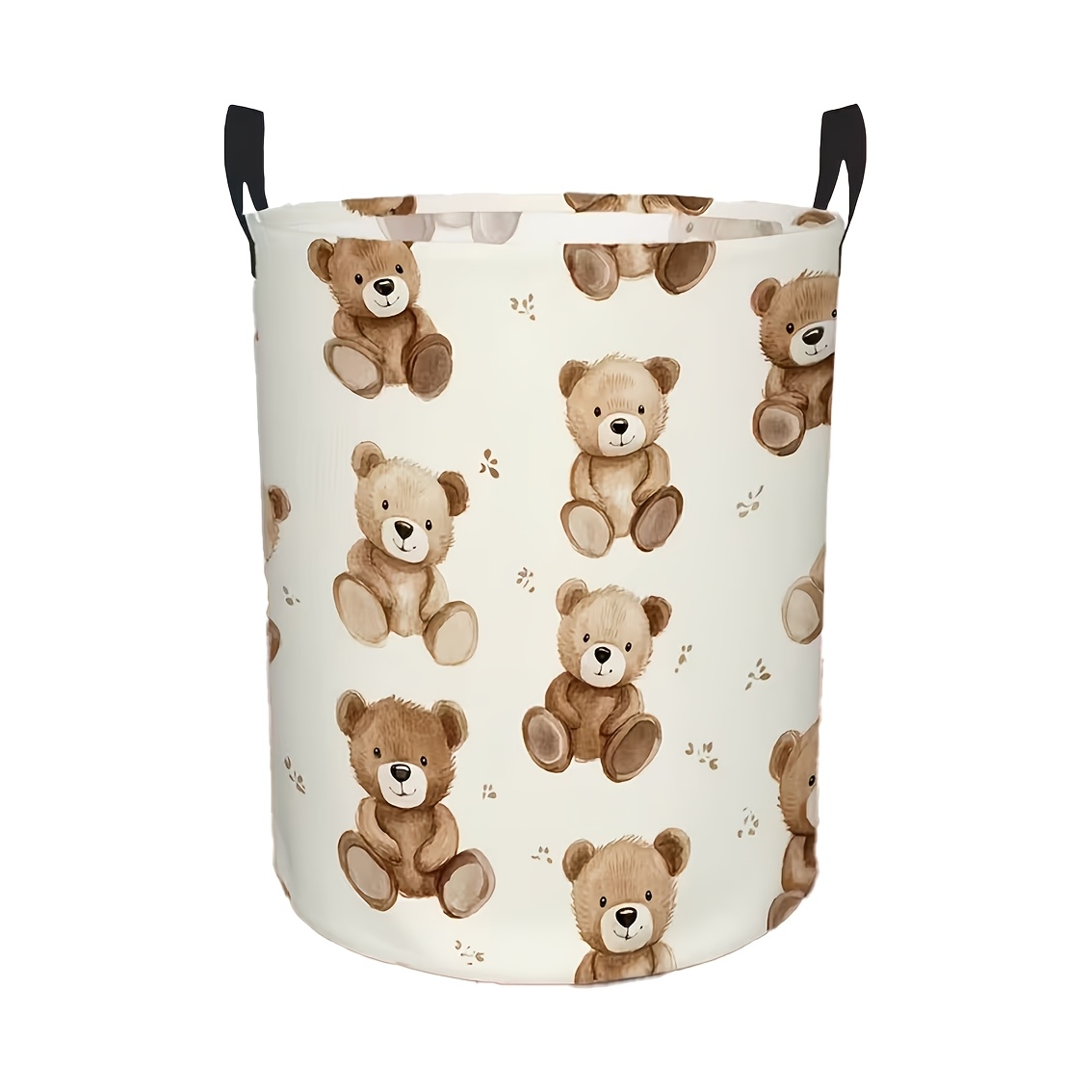 TEMU Panier à linge circulaire 1 pièce à motif d' en peluche à petites fleurs dispersées - Boîte organisatrice pliable, convient pour les vêtements,