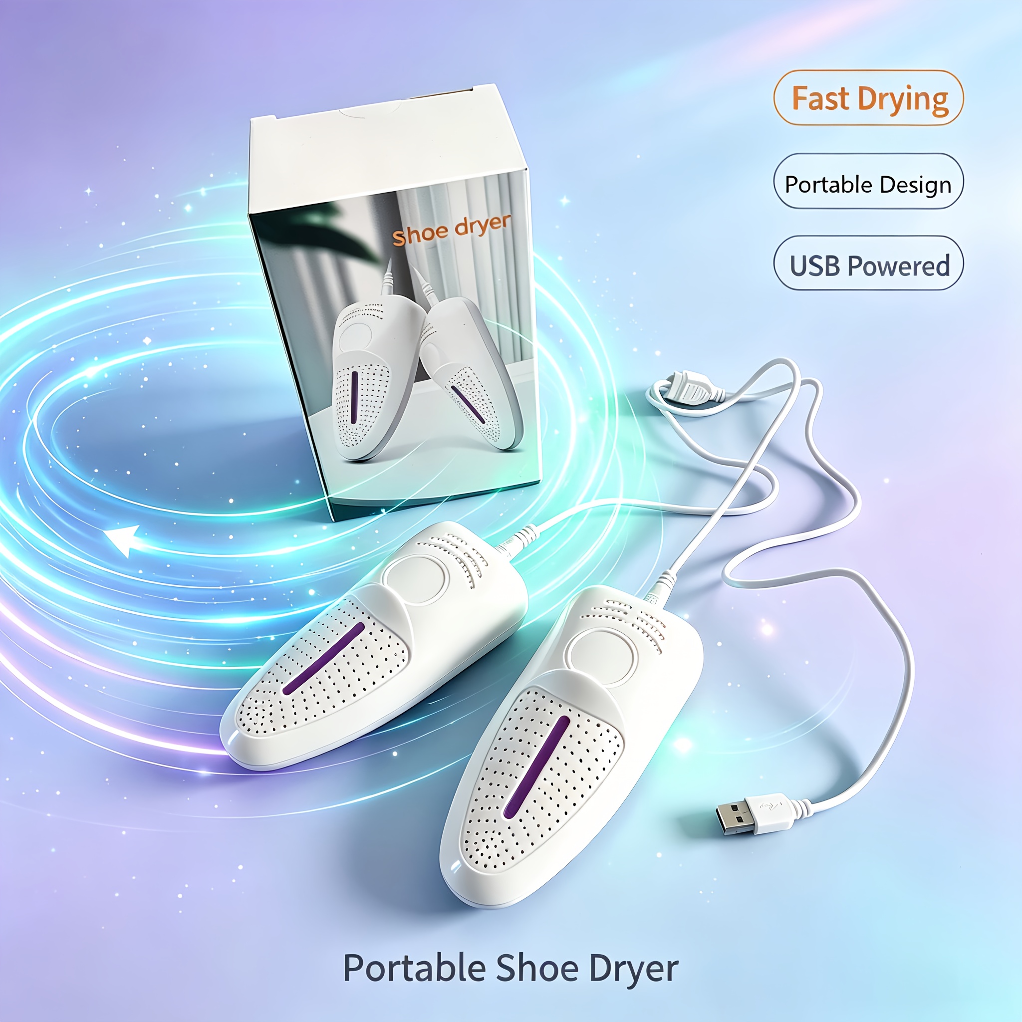 TEMU Usb Powered Portable Shoe Dryer, Drying Machine For Home And Travel, Suitable For Sneakers, Leather Shoes, Boots, Socks, Without Battery
