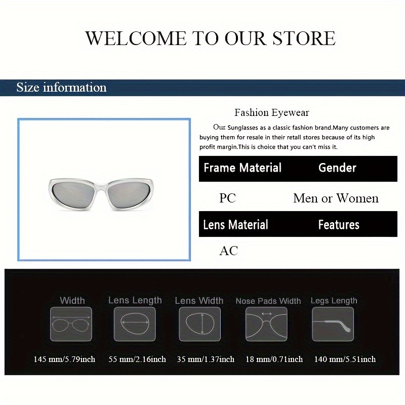 Y2k Mirror Lens Fashion Sunglasses Women Men Cyberpunk Wrap - Temu