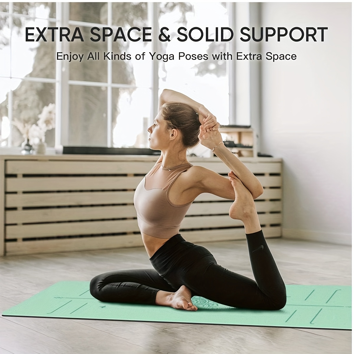 Non-Slip Yoga Mat with Body Alignment Markers, High-Quality Exercise Mat, Ideal for Home Workouts, Gyms, Pilates, And Travel