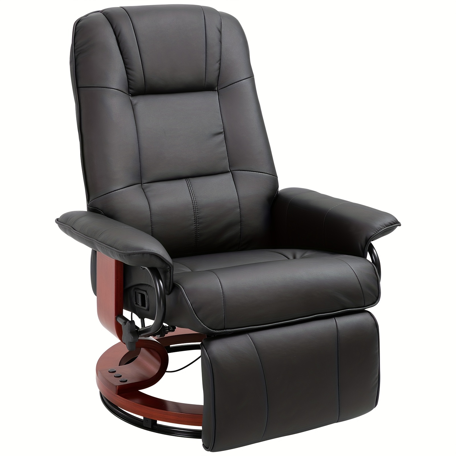 

Homcom Faux Leather Manual Recliner, Adjustable Swivel Lounge Chair With Footrest, Armrest And Wrapped Wood Base For Living Room, Black