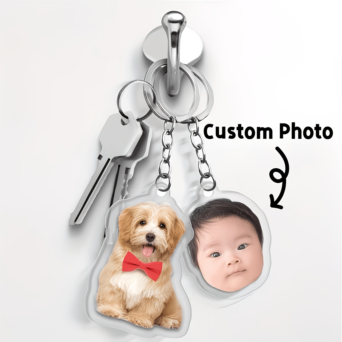 Image of 1pc Cute Customized Photo Portrait Fashion Cute Fun Texture Personality Acrylic Keychain Bag Pendant Phone Case Pendant Small Gift