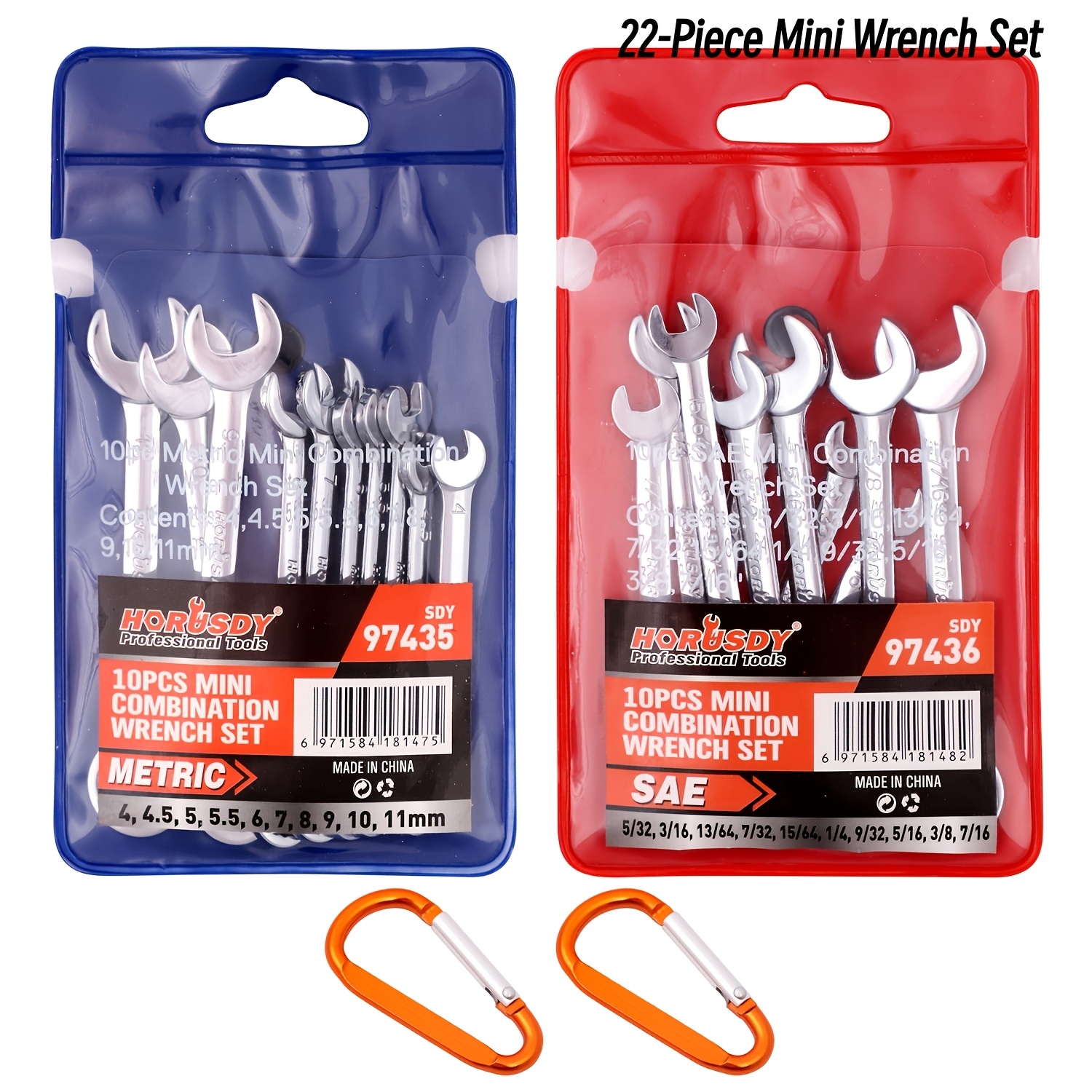 TEMU 22pcs Mini Combination Wrench Set Metric & Sae With Pouch - Heavy-duty Suitable For Diy, Automotive, Tools, Box & Open End Spanner Wrenches, Lightweight For, Workshop, (4-11mm & 5/32"-7/16")