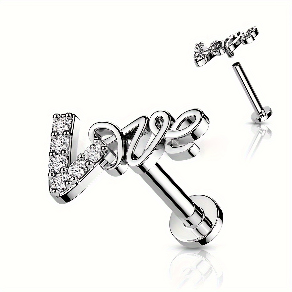 1pc Love Piercing Lip Nail Nose Nail Ear Nail Ear Bone Nail Nail Steel Internal Thread Screw Ear Jewelry Lip Jewelry Nose Jewelry Ear Piercing Lip Piercing Body Piercing Jewelry Dating Gift Daily