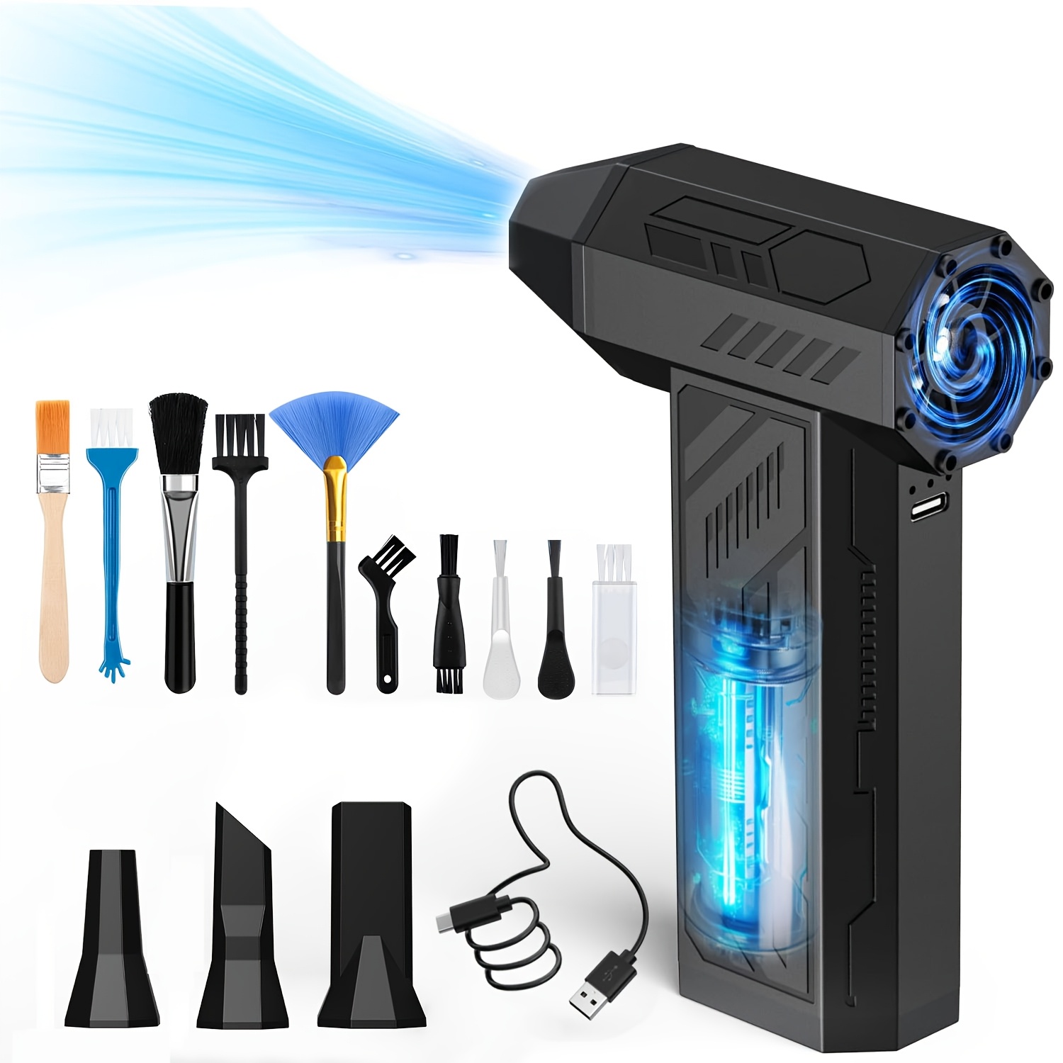 TEMU 130000rpm Compressed Air Duster, 4000mah Wireless Rechargeable Turbo Blower, 4-speed Adjustable Cordless Handheld Air Blower, Portable Dust