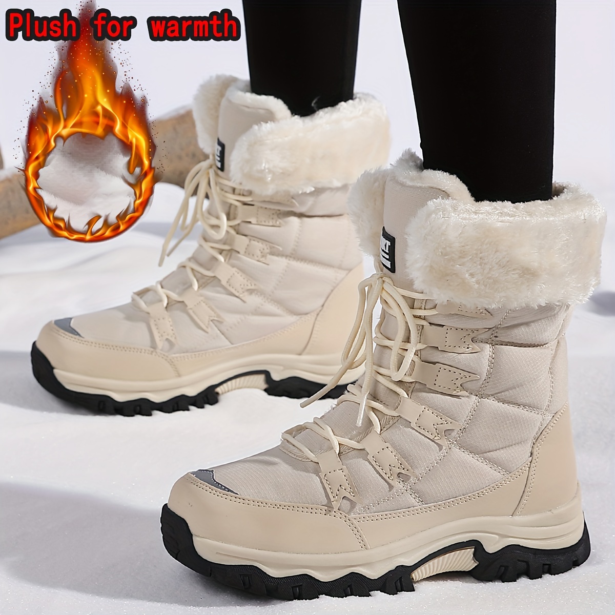 

Women's Snow Boots - Lined, Mid-calf, Lace-up Outdoor Sneakers With Platform Sole