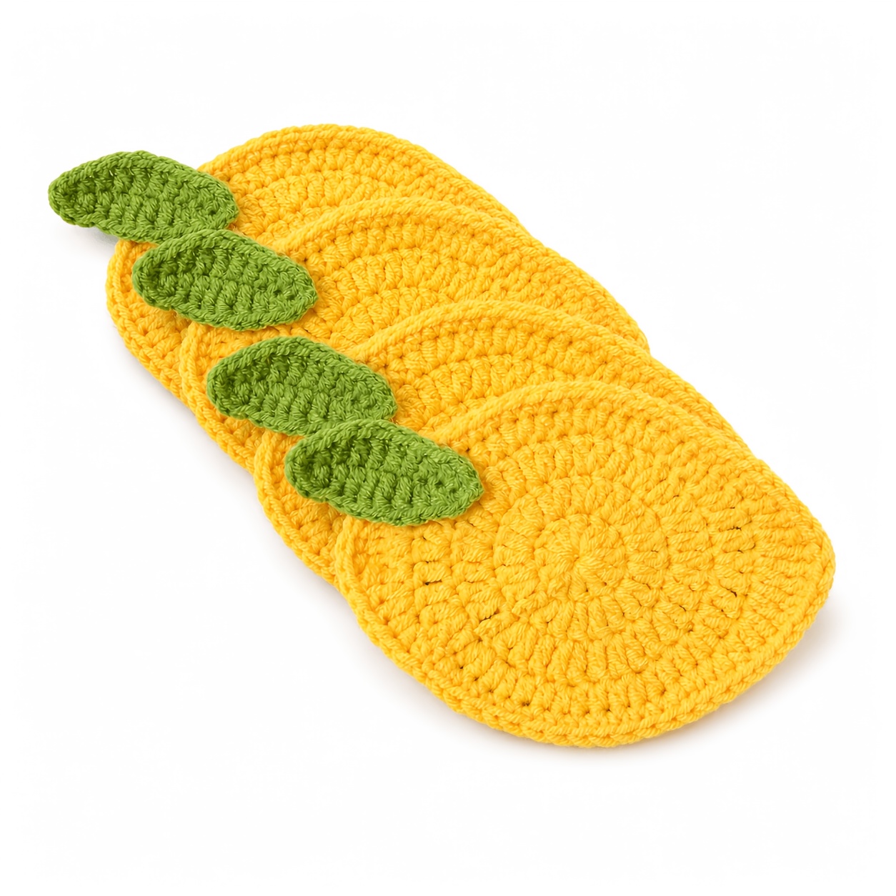 TEMU Set de 4 posavasos de limón hechos a crochet a , protectores de mesa y con forma , tapetes realistas de limón resistentes al , decoración