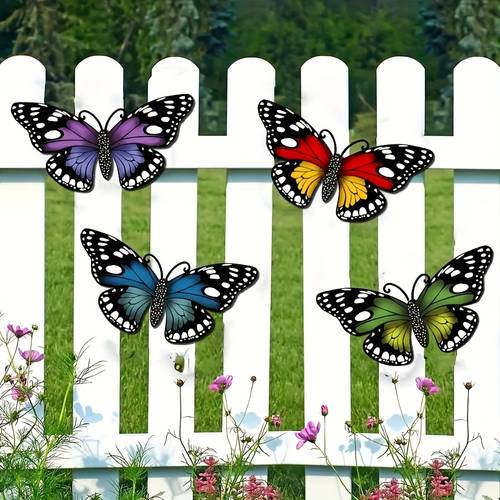 Artikelbild 4er-set metall-schmetterling-wanddeko, schmetterling-wandkunst-hängeskulptur für wohnzimmer, schlafzimmer, garten, terrasse, , hof