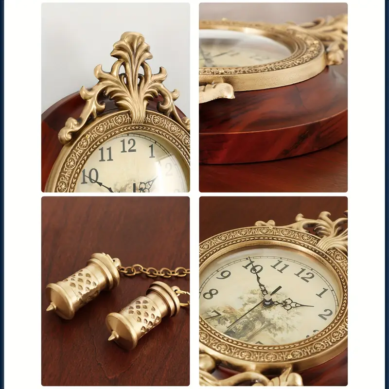 real with pendulum by battery operated clock for living room decor retro vintage style decorative improted mechanism silent scanning hands watch details 8