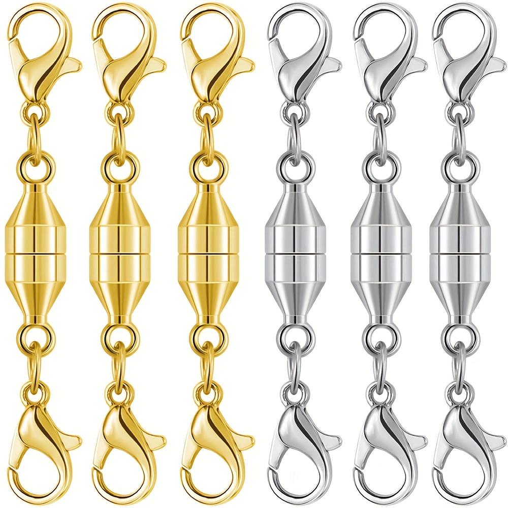 Image of 3/4/6/8pcs Magnetic Necklace Clasp With Lobster Clasp, Magnetic Jewelry Clasps For Necklace Extender Bracelet Closures