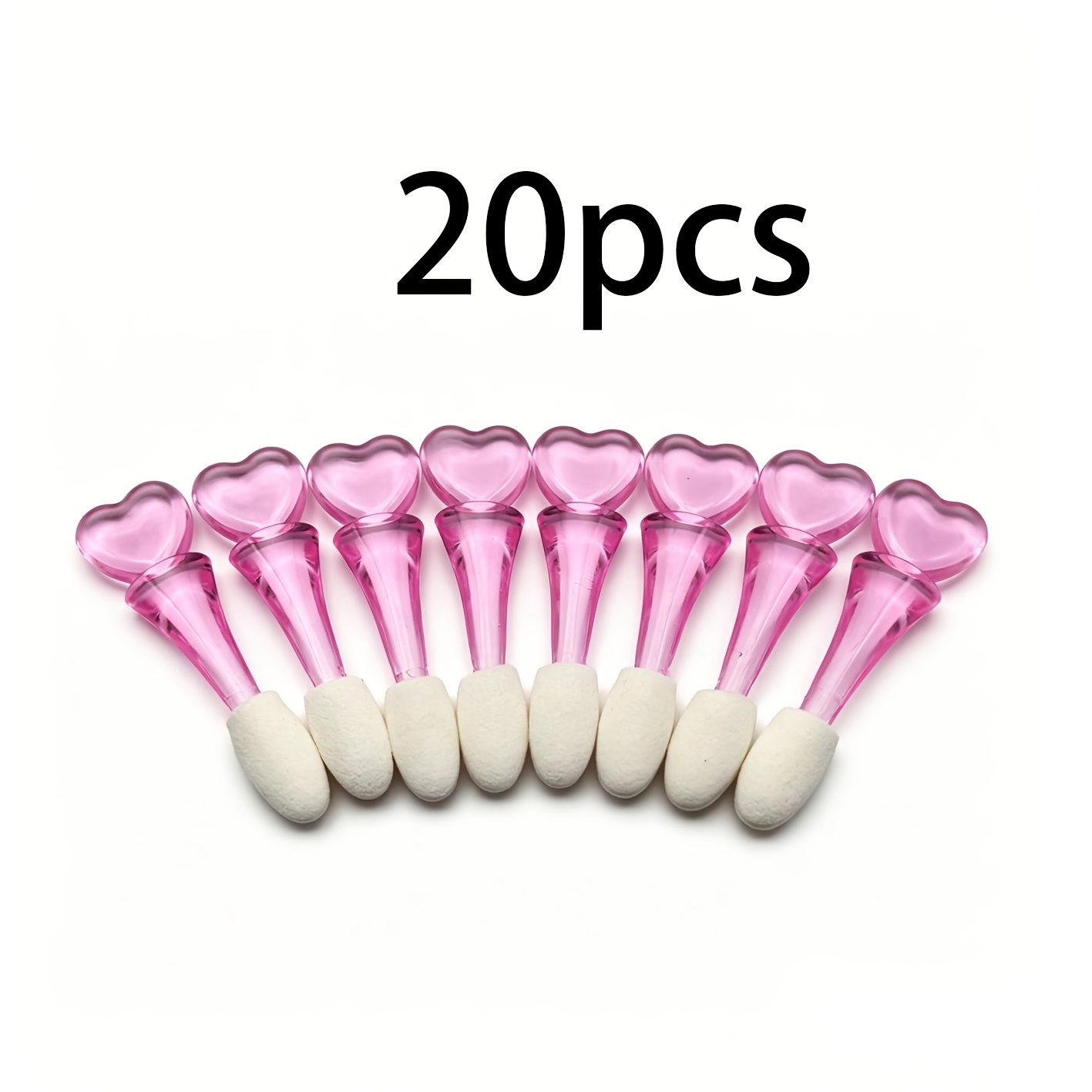 TEMU 20pcs Set Of Rose Pink -shaped Handle Single-ended Eyeshadow Brushes, Lip Brushes, Lip Gloss Applicators, Lipstick Applicators, And Eyelash