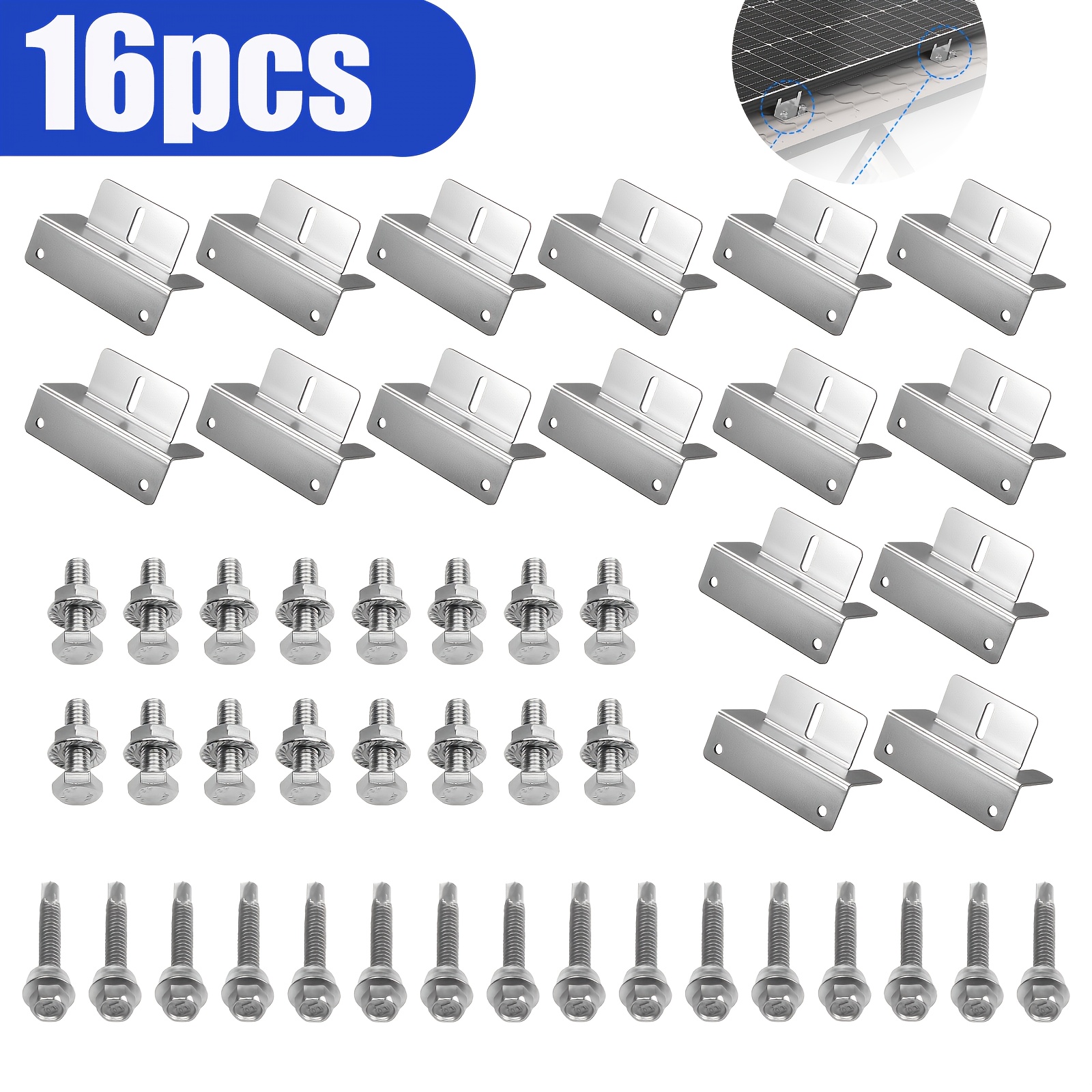 TEMU 16pcs Of Solar Panels Are With Z-shaped Brackets. Are Suitable For Installation On Rvs, Trailers, Boats, Yachts, Walls And Other Off-grid