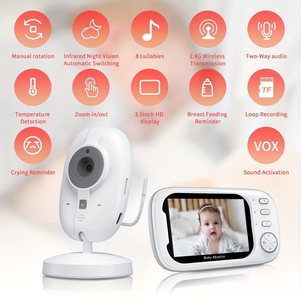 Baby Monitor LNBEI Senza WiFi - Schermo 4,3", Visione Notturna, Rotazione 350°, Comunicazione Bidirezionale, VOX