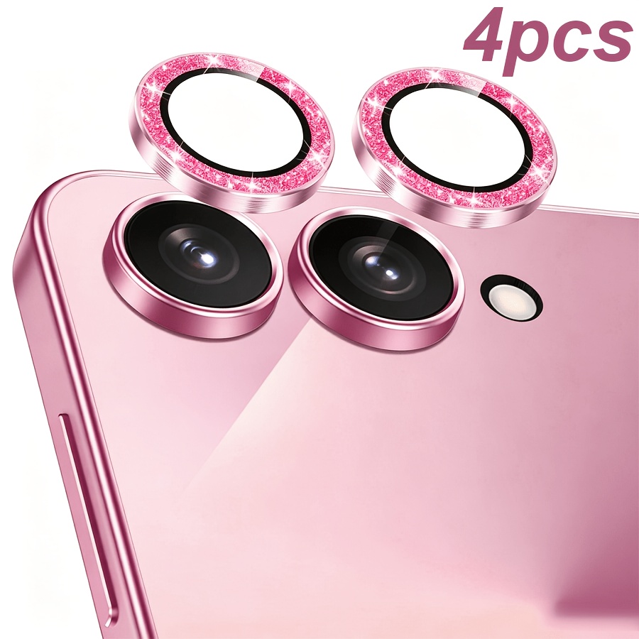 TEMU 4-pack Glitter Camera Lens Protectors For For Galaxy Z Flip 8 | 9h Ultra Hd Anti-reflective Tempered Glass With Metal Frame | Scratch-resistant,