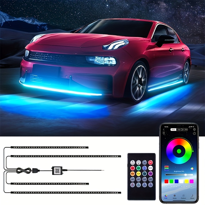 LED Underbody Lighting | Flexible RGB Strips | Bluetooth Connectivity With Phone App | Strip Lengths: 90cm X 2 And 120cm X 2