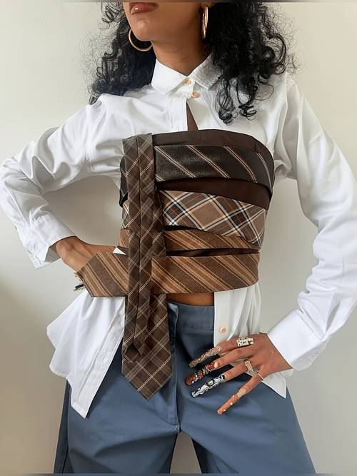 womens strapless corset top high waist tie detail wrap bustier for back to and daily wear