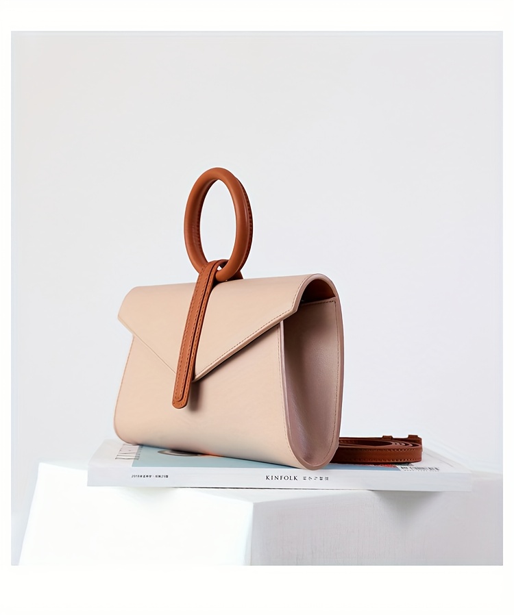 's Genuine Leather Handbag - Real Leather Crossbody/Shoulder Bag with ic Closure, Beige/Tan Color, Detachable Patchwork-like Pouch-like Waist Pack, Minimalist Round Top Handle & Belt-like Strap for Casual & Dressy Use (No