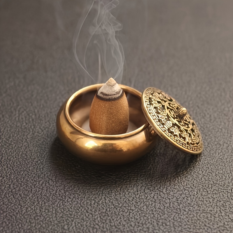 

1pc Pure Copper Mini Incense Burner - Perfect For Home Decor & Aromatherapy, Ideal Gift For Any Occasion