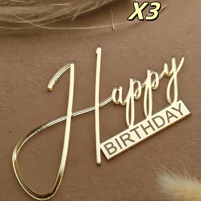 3pcs/5pcs/10pcs/15pcs Happy Birthday Cake Topper Set - Modern Letter Cake Decorations For Birthday Party,, Holiday Baking Supplies, Reusable Cake For Kitchen Essentials & Festive Gifts