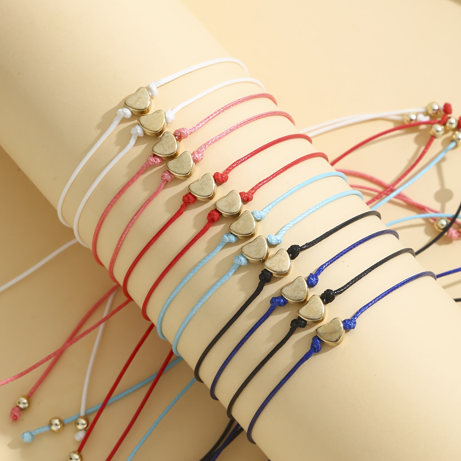 TEMU 12pz Bracciale da donna minimalista CCB a cuore intrecciato impilabile regolabile, idea regalo per San