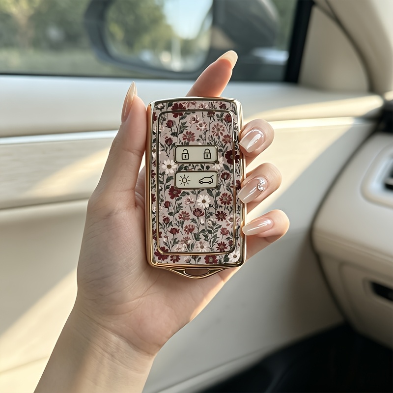 TEMU Flowers -key For Renault Key Cover Is Suitable For Models Such As , , Espace, Trafic, Austral, , , Etc. It Features A High-end Electroplated ,