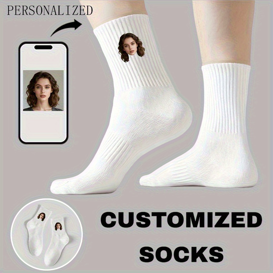 E-shop 1 Paar personalisierte Foto-Socken - Benutzerdefiniertes Gesicht & Foto-, passende Paar-Socken für Valentinstag, Jahrestag, Hochzeitsgeschenke -