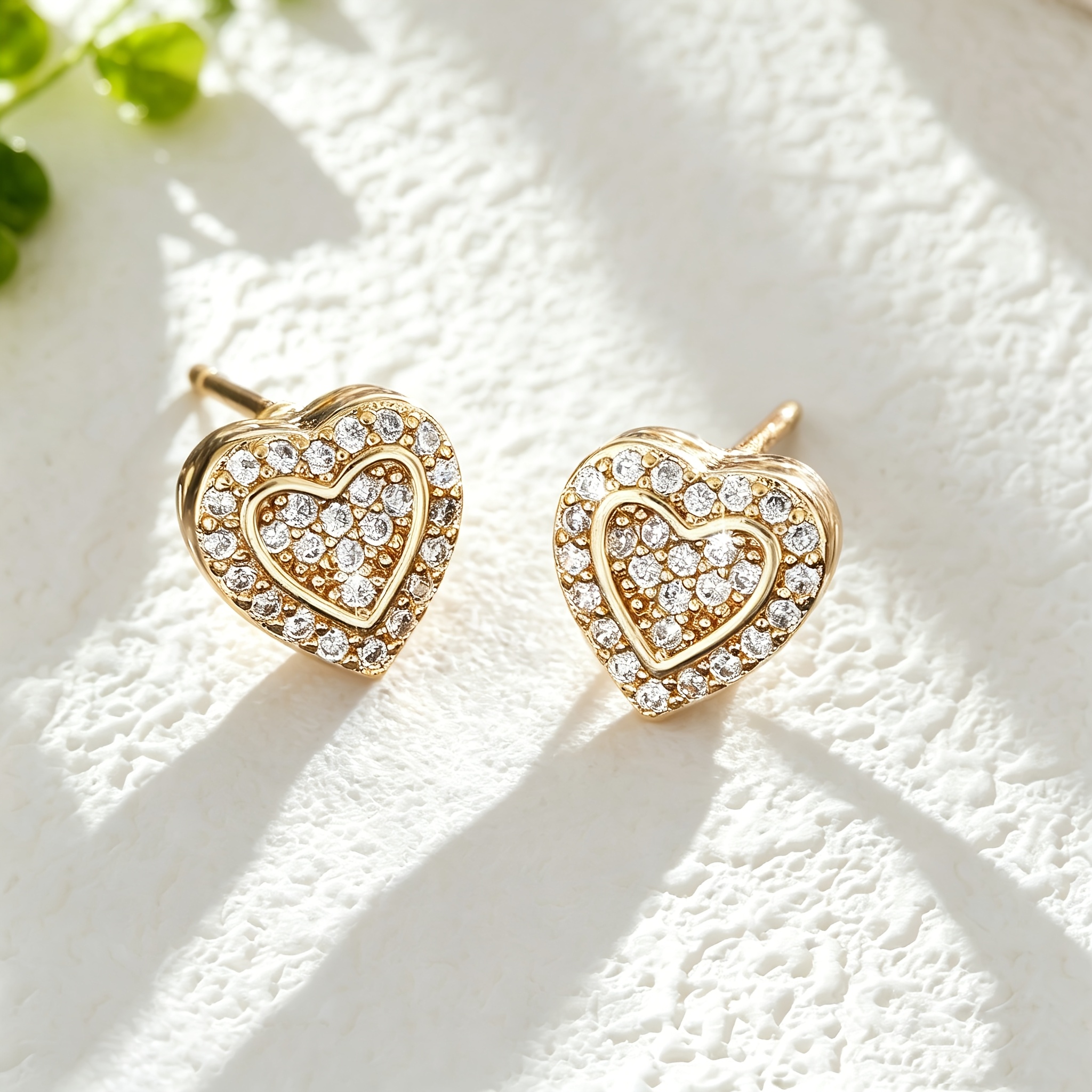 Plated Heart Stud Earrings, Minimalist Elegant Design
