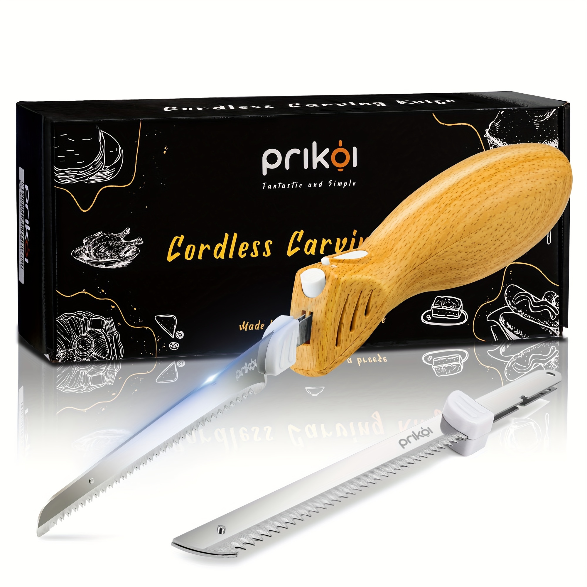 

Cordless Electric Knife, Easy-slice Serrated Edge Blades For Carving Turkey, Bread, Fillet, Diy, Ergonomic Handle + 2 Blades