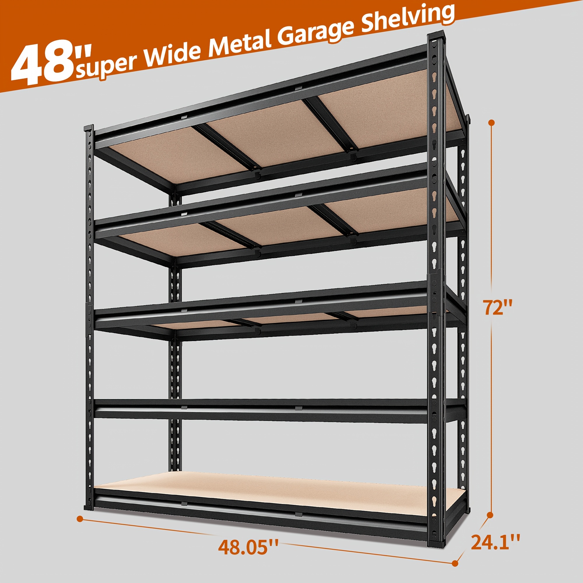 TEMU 2600 LBS Étagères de Rangement à 5 Niveaux Robustes pour Garage, Unité d'Étagères de Rangement de Garage en Métal Réglables, Support Utilitaire