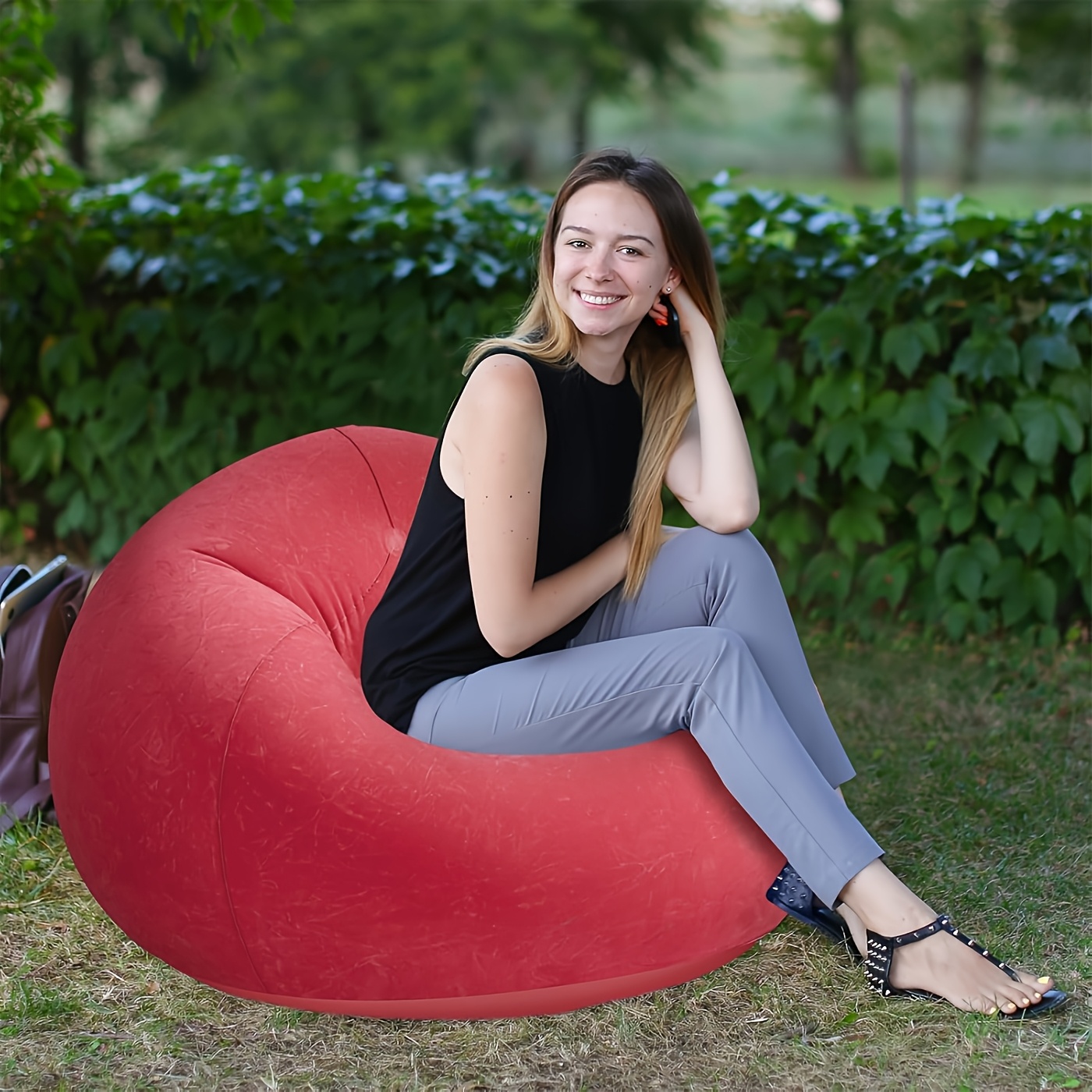 One Large Bean Bag Chair, Inflatable Lounge Chair, Soft And Comfy, Perfect for Outdoor Use, a Relaxed Seating Option, Tatami-Style Chair, Sofa Cover, Lazy Sofa, Round Single Sofa Ideal for Living Rooms, Office Breaks, And Outdoor Picnics Or Camping.