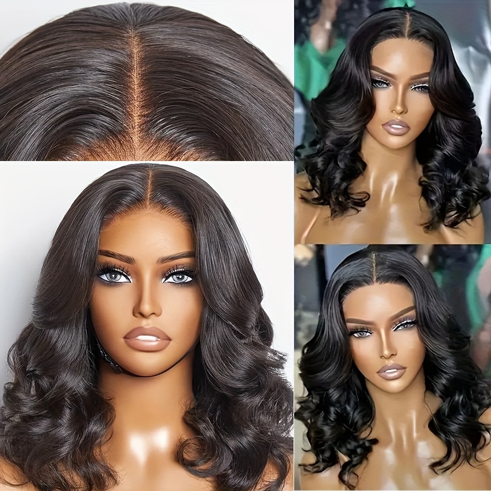 

Short Bob Wavy Lace Front Wigs For Women 13*4 Inch Synthetic Heat Resistant Fiber Long Loose Curly Wavy Preplucked Hairline Glueless Lace Front Wigs For Daily Party Use