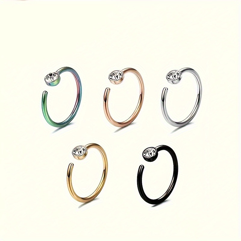 5pcs Set Of Fashionable Stainless Steel Nose Ring Set