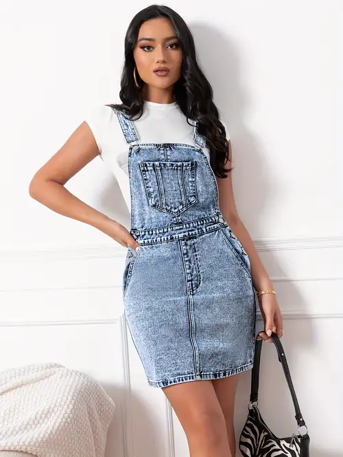 knee length denim overall dress - Germany knee length denim overall dress - Germany