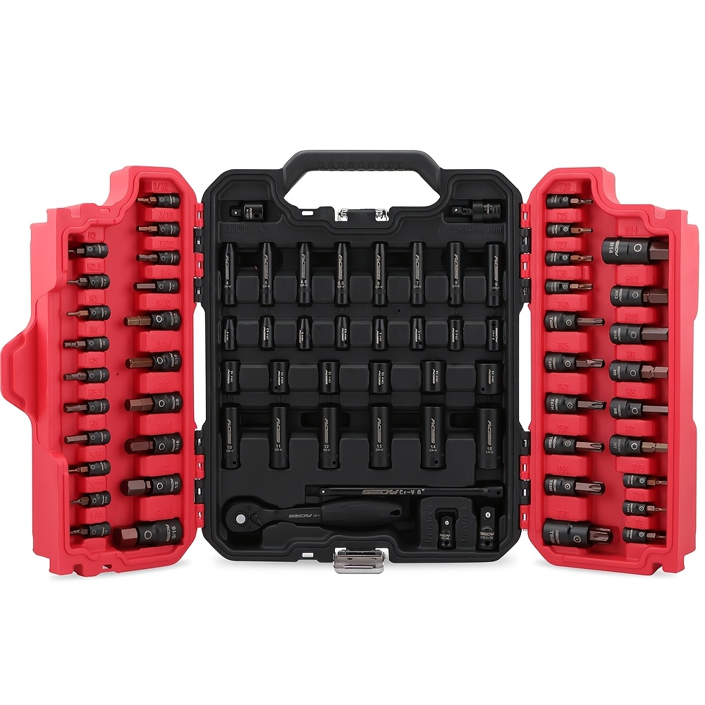 TEMU 71pcs Hex Torx Bit Impact Deep Socket Set Imperial Metric Adapter Extension Bars