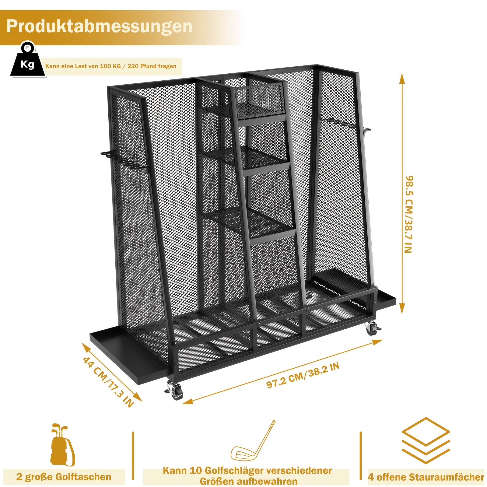   support de rangement pour sac de golf pour garage - grand support pour clubs de golf, peut accueillir 2 sacs & organisation de jouets dextérieur (version améliorée avec filtre pour   sacs)