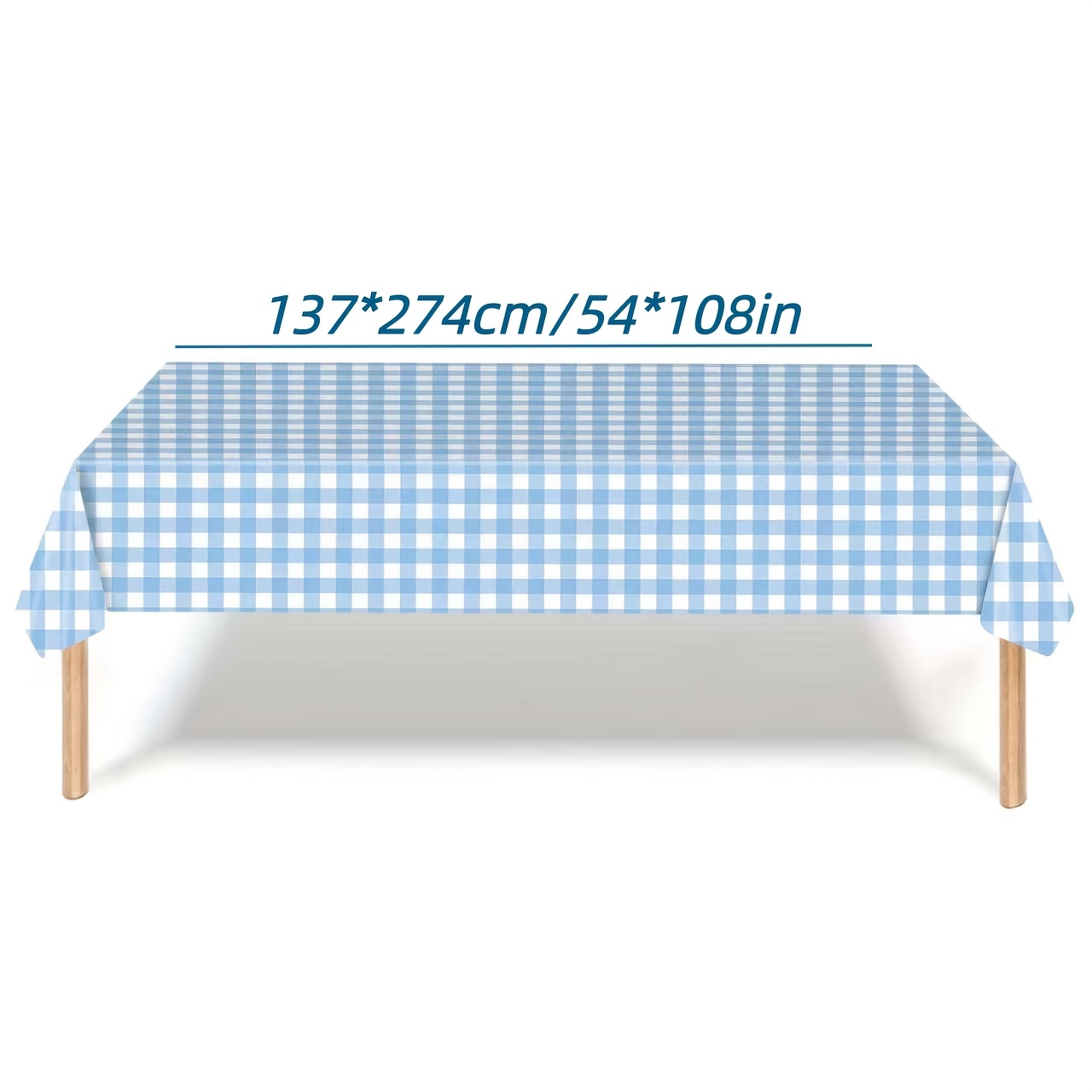 TEMU 1 Set Of Blue Tablecloth,wedding Decorations,summer Decoration,garden Decor For Outside,outdoor Decor, 54 X 108 Inches Disposable Rectangular