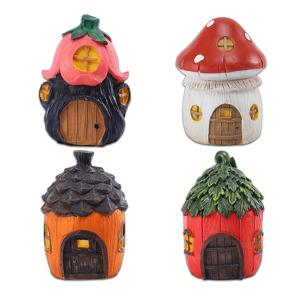 

Miniature" 4-piece Enchanting Mini Mushroom Cottage Set - Fairy Garden Houses For Outdoor Decor, Perfect For Yards, Patios & Micro Landscapes - Ideal Easter Gift