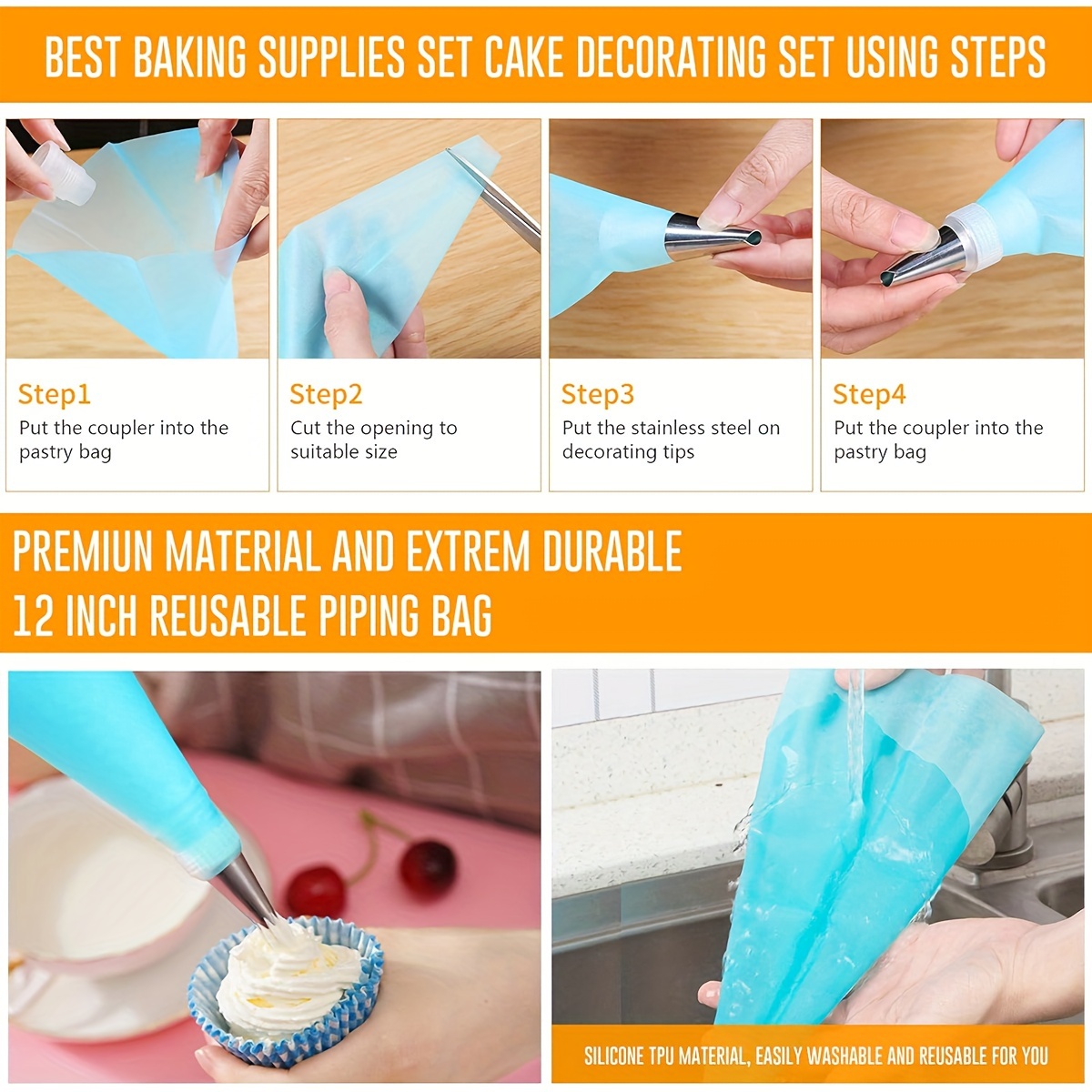 set of 21pcs for cake decoration including baking tools molds piping bags and tips details 3