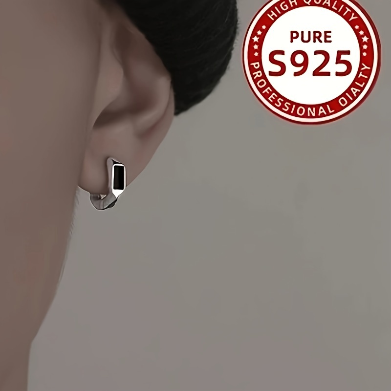 

1 Pair Of 925 Silver Fashionable Irregular Shaped Ear Fashionable Hip-hop Earrings