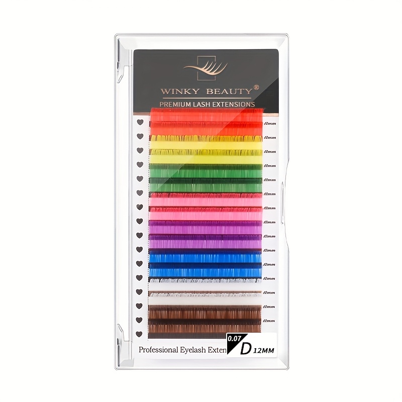 16rows 8 Colors Mix Eyelashes Make Natural Synthetic Mink Rainbow Eyelash Extension Supplies