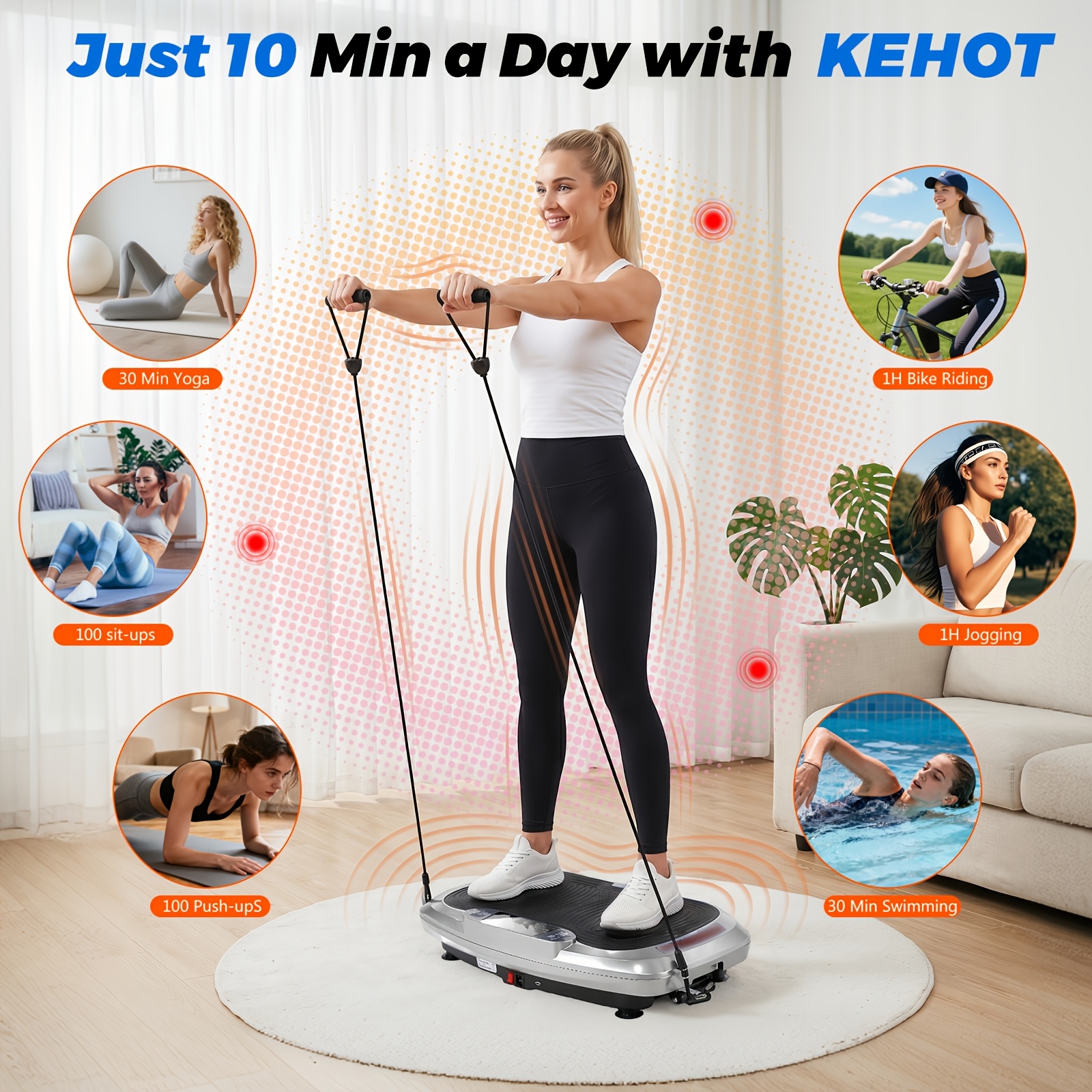 Multi-Function Vibration Plate Gym Equipment, 120-Level Intensity