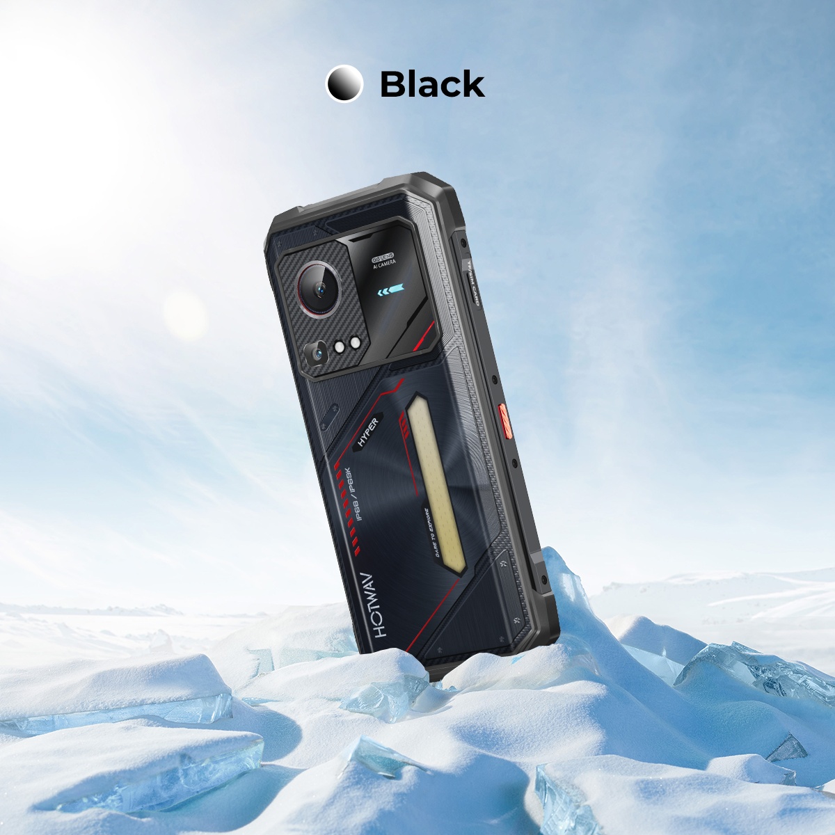 HOTWAV 7S Utomhus Telefon 5G Olåst 10800mAh Batteri, 16GB (4+12 Expansion) RAM + 256GB ROM/1TB, 15 Mobiltelefon, 6.6"FHD+Display+120HZ, Kamera 21MP+8MP, NFC/ GPS/ / Fingeravtryck, Smartphone