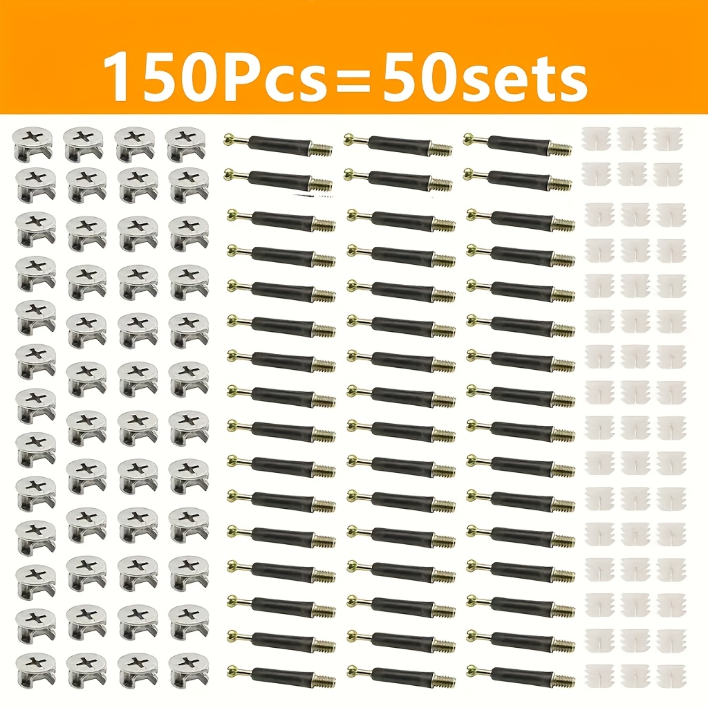 E-shop 30/60/150 Stück Schnellmontage 3-in-1 Möbelbefestigungs-Set - zum Verbinden und Befestigen von Schränken, Kleiderschränken, Schränken